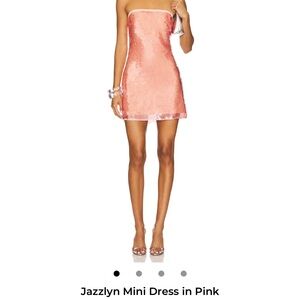 REVOLVE Jazlyn Sequin Strapless Mini Dress in Coral Pink
